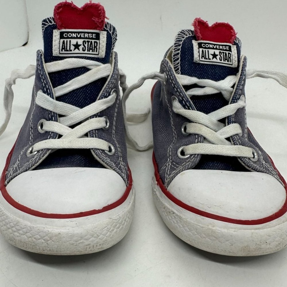 Converse All Star Heart Shoes Infant Sz 10 High Tops Gray Red Lace Up